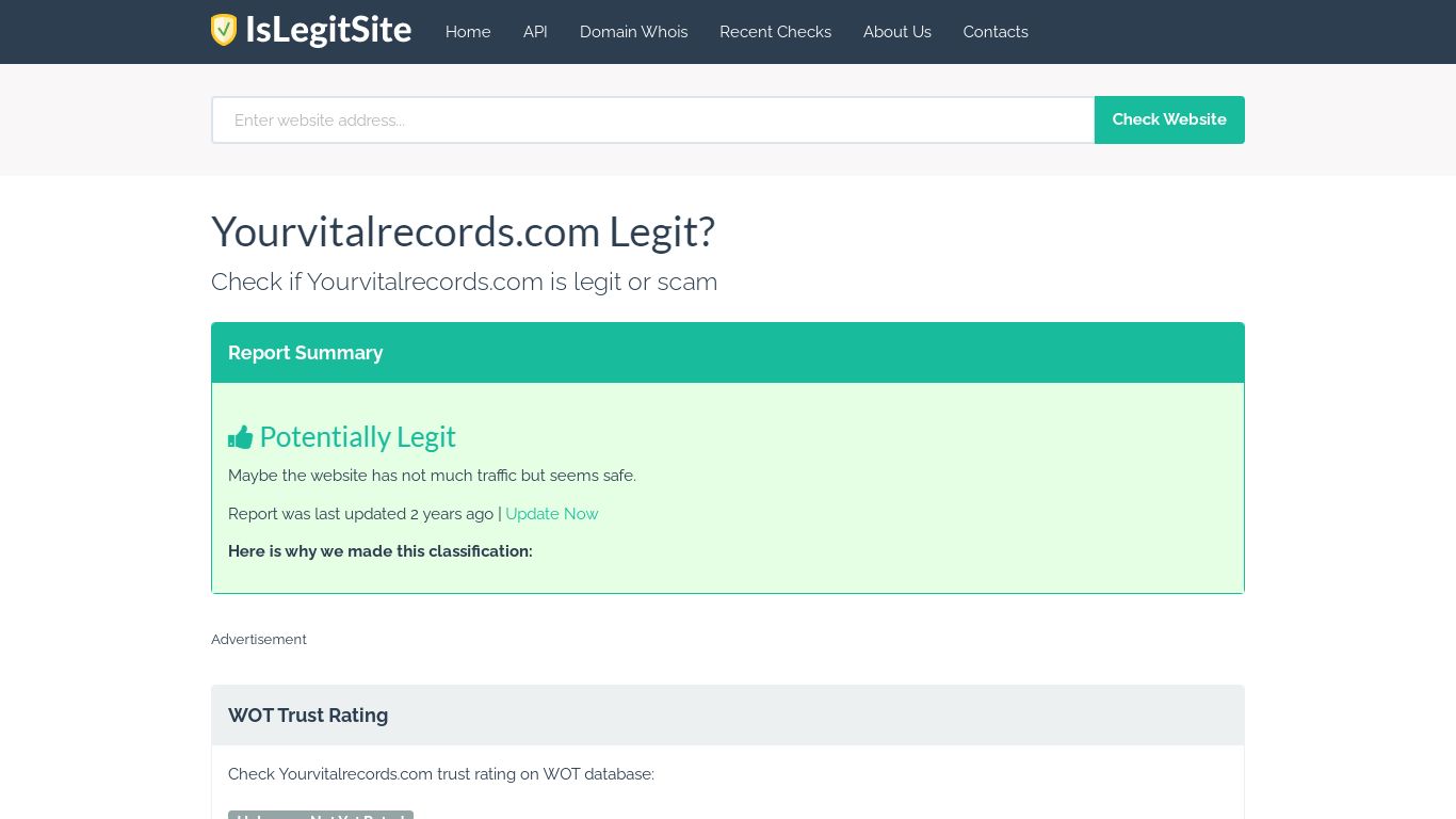 Is Yourvitalrecords.com Legit or Scam? | IsLegitSite